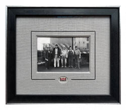 framed railroad workers and pin