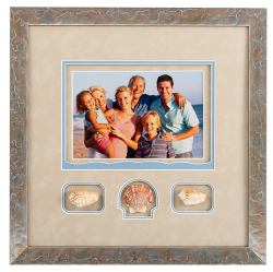 custom framed family beach photo with seashells